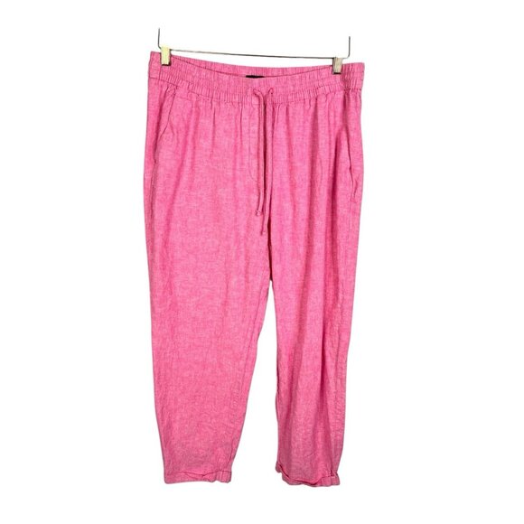 J.CREW Pants - J.CREW Women's Heather Pink Linen Drawstring Crop Pants Size 12